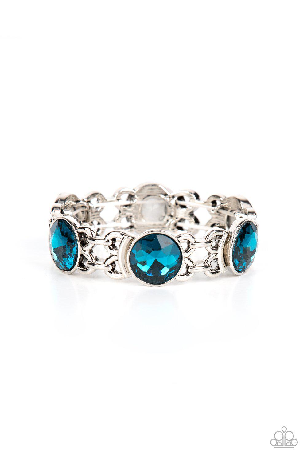 Devoted To Drama Blue Rhinestone Bracelet - Paparazzi Accessories- lightbox - CarasShop.com - Paparazzi Jewelry by Cara Jewels