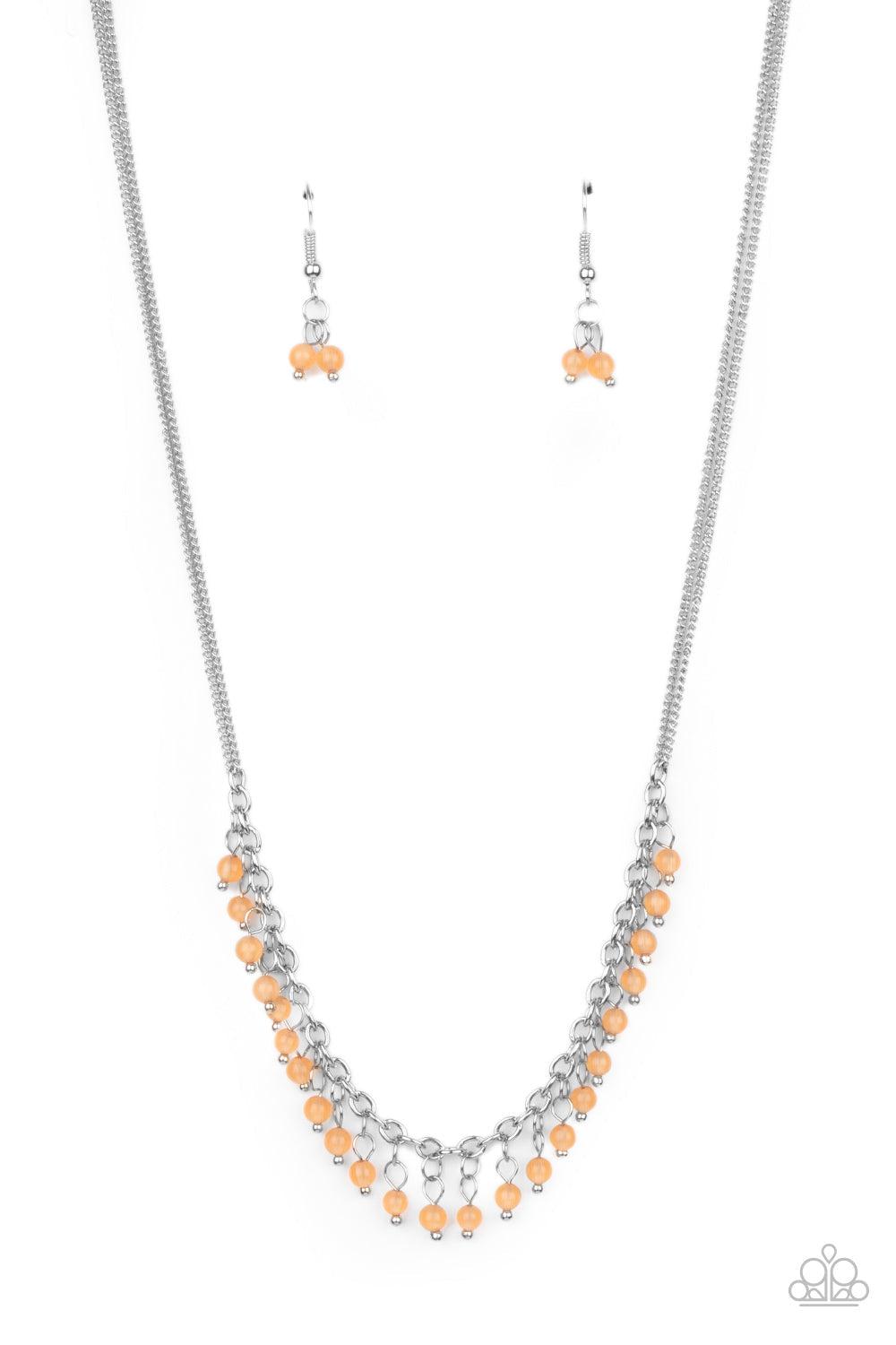 DEW A Double Take Orange Cat's Eye Stone Necklace - Paparazzi Accessories- lightbox - CarasShop.com - Paparazzi Jewelry by Cara Jewels