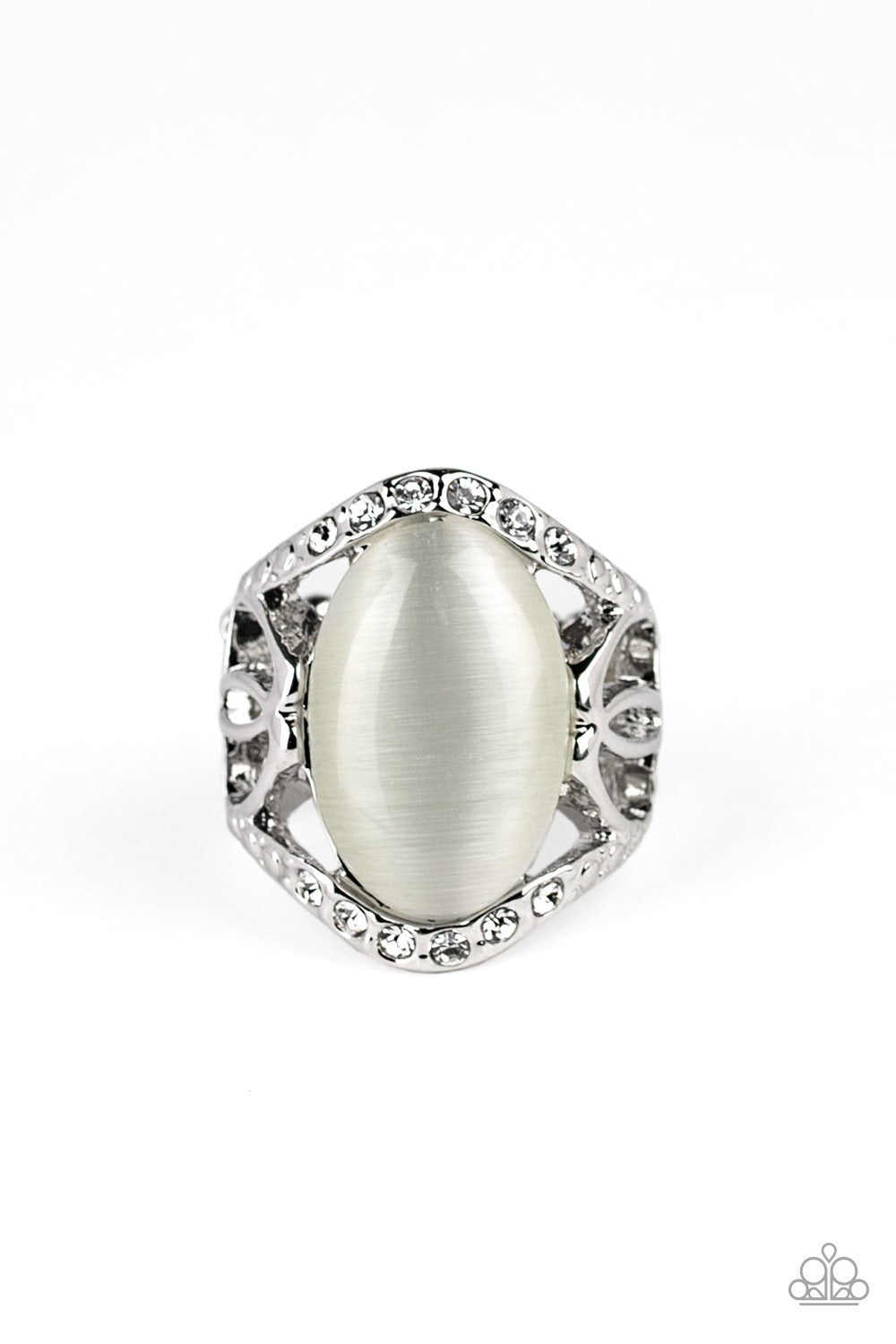 DEW Onto Others White Cat's Eye Stone Ring - Paparazzi Accessories- lightbox - CarasShop.com - Paparazzi Jewelry by Cara Jewels