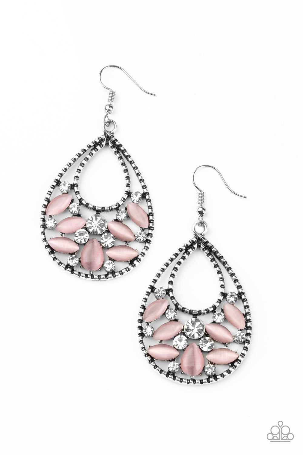Dewy Dazzle Pink Cat's Eye Earrings - Paparazzi Accessories- lightbox - CarasShop.com - Paparazzi Jewelry by Cara Jewels