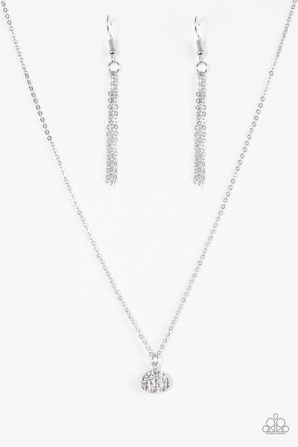 Diamond Debonair Silver and White Rhinestone Necklace - Paparazzi Accessories- lightbox - CarasShop.com - Paparazzi Jewelry by Cara Jewels