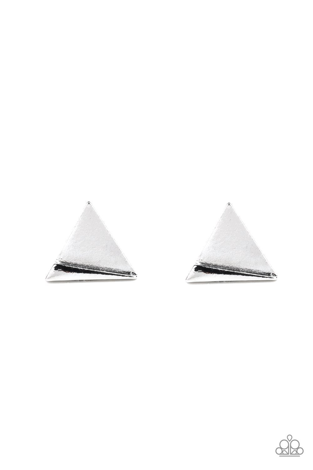 Die TRI-ing Silver Post Earrings - Paparazzi Accessories- lightbox - CarasShop.com - Paparazzi Jewelry by Cara Jewels