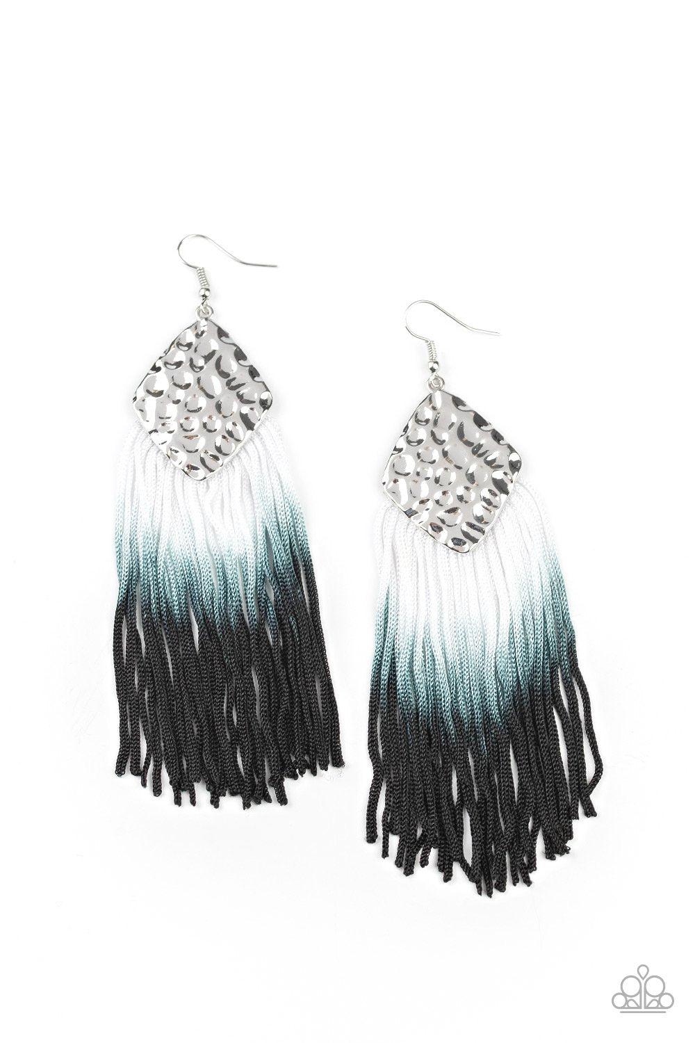 Dip In Black and Silver Ombre Tassel Earrings - Paparazzi Accessories- lightbox - CarasShop.com - Paparazzi Jewelry by Cara Jewels