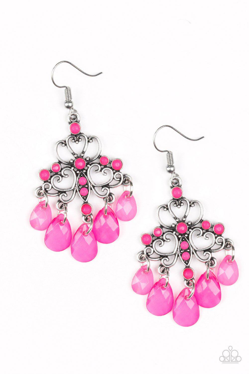 Dip It Glow Pink Earrings - Paparazzi Accessories- lightbox - CarasShop.com - Paparazzi Jewelry by Cara Jewels