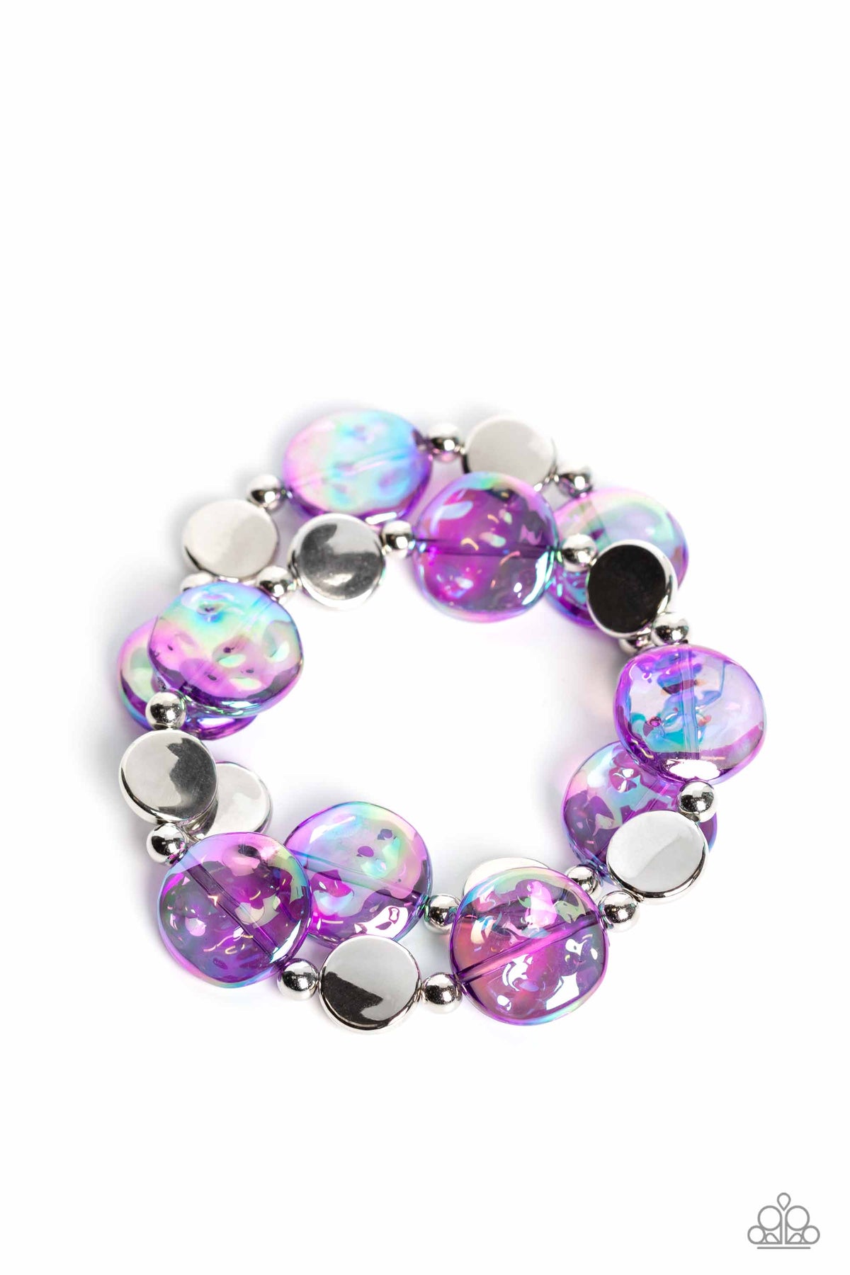 Discus Throw Purple Iridescent Bracelet - Paparazzi Accessories- lightbox - CarasShop.com - Paparazzi Jewelry by Cara Jewels