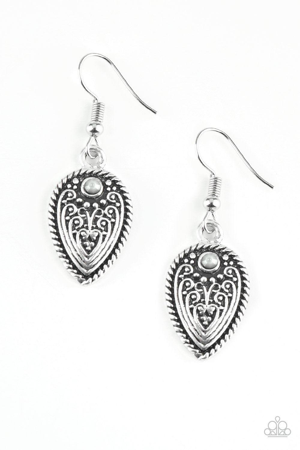 Distance PASTURE Silver Earrings - Paparazzi Accessories- lightbox - CarasShop.com - Paparazzi Jewelry by Cara Jewels
