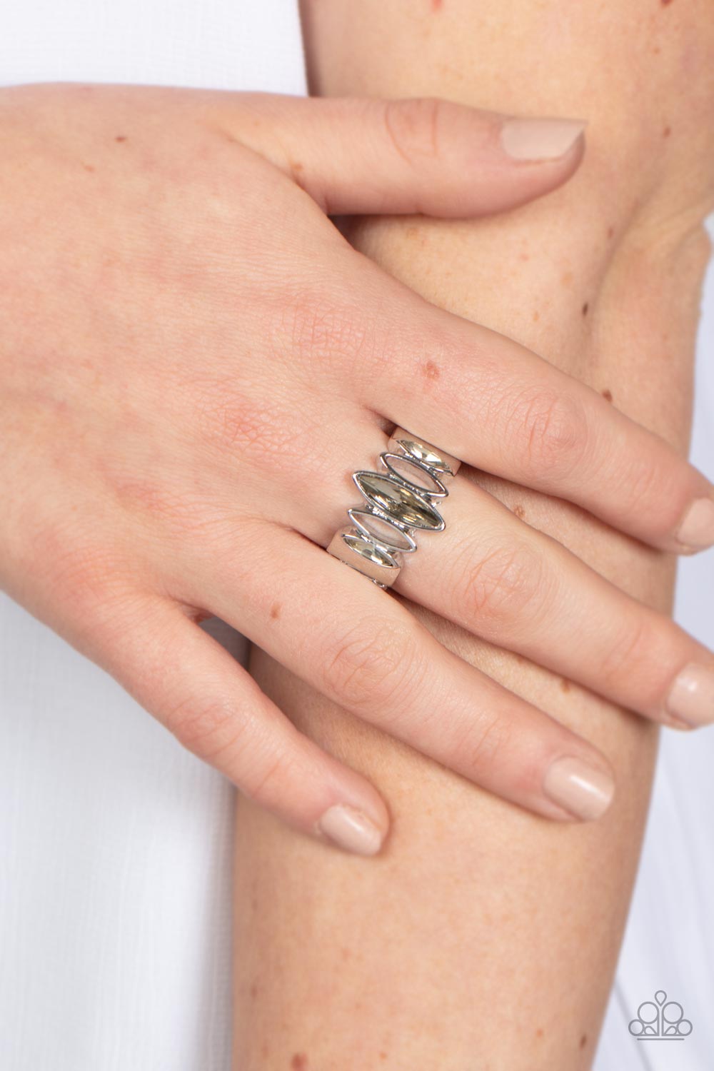 Distant Cosmos Brown Ring - Paparazzi Accessories- lightbox - CarasShop.com - Paparazzi Jewelry by Cara Jewels