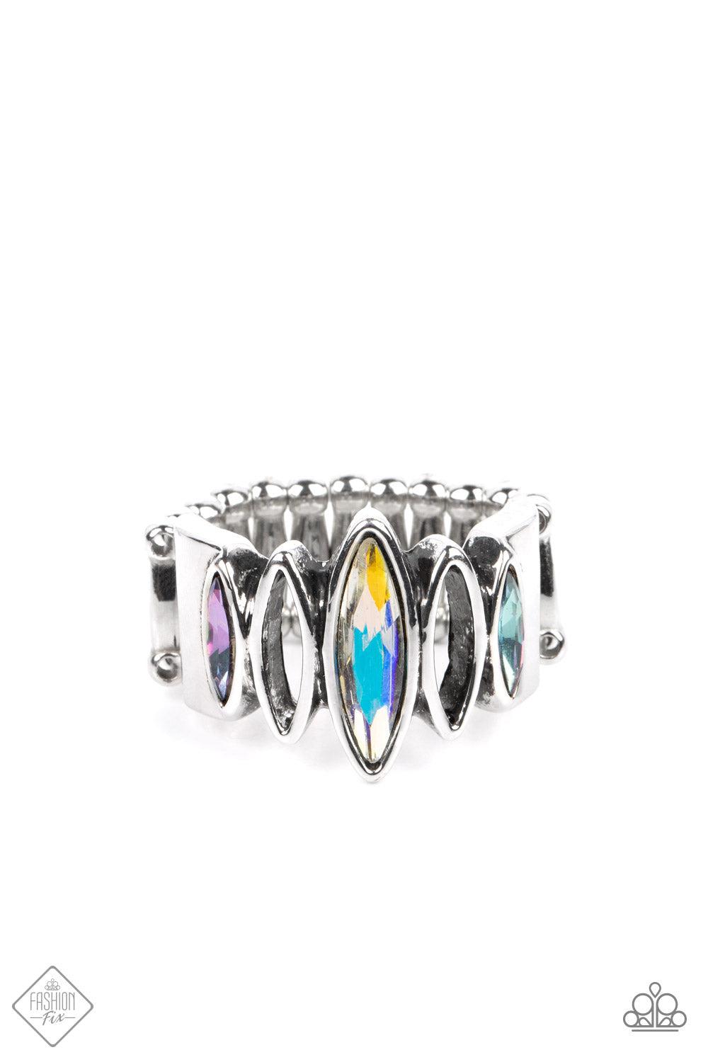 Distant Cosmos Multi Iridescent Rhinestone Ring - Paparazzi Accessories- lightbox - CarasShop.com - Paparazzi Jewelry by Cara Jewels