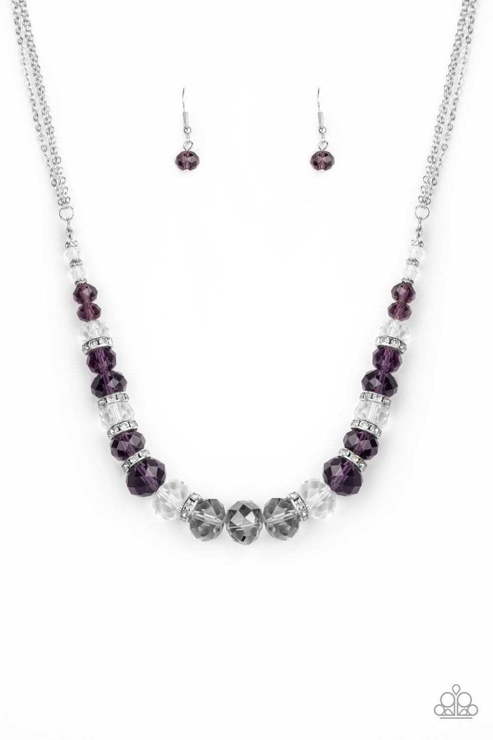 Distracted by Dazzle Purple, White and Silver Necklace - Paparazzi Accessories- lightbox - CarasShop.com - Paparazzi Jewelry by Cara Jewels
