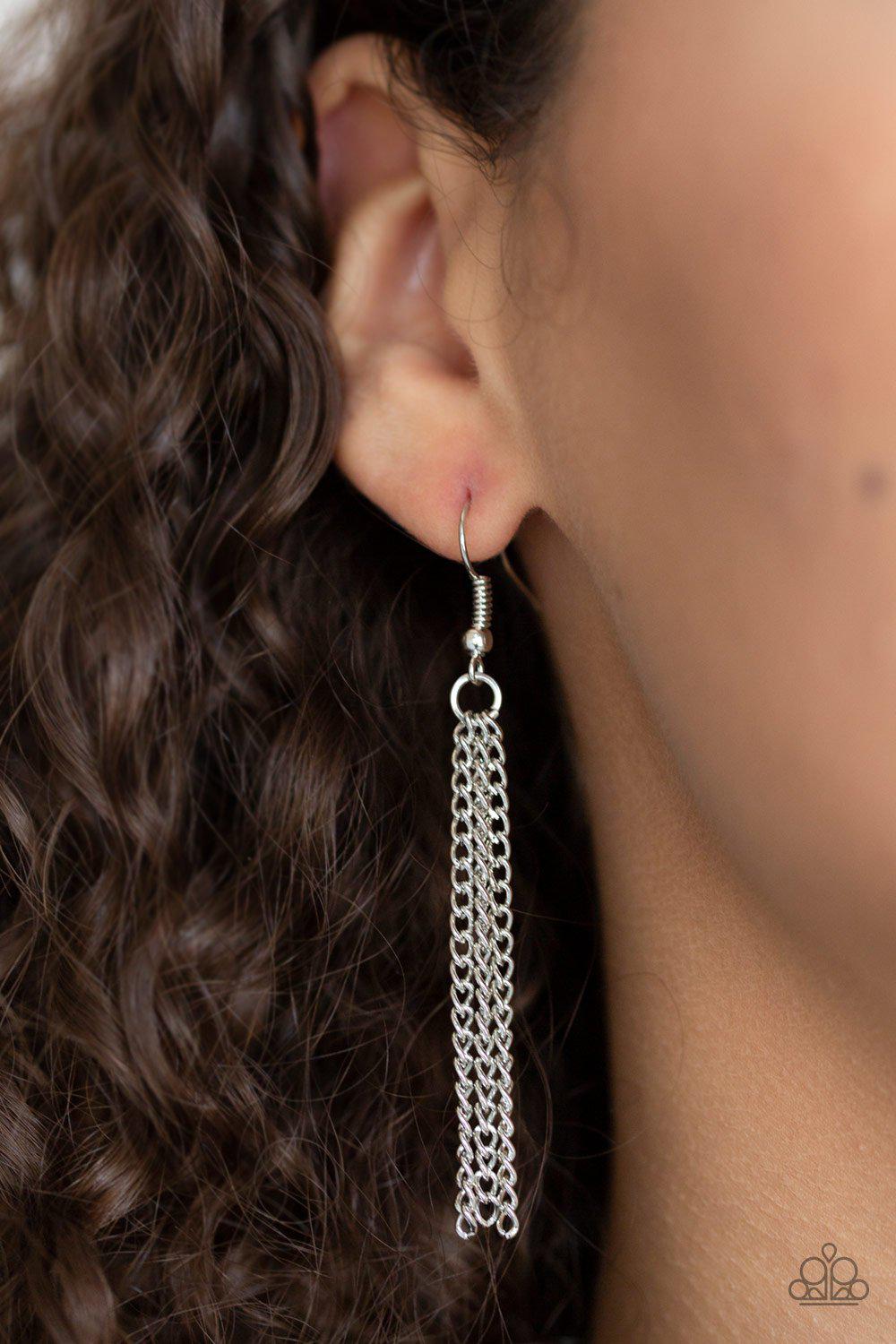 Diva Dance Party Silver Necklace - Paparazzi Accessories - free matching earrings -CarasShop.com - Paparazzi Jewelry by Cara Jewels