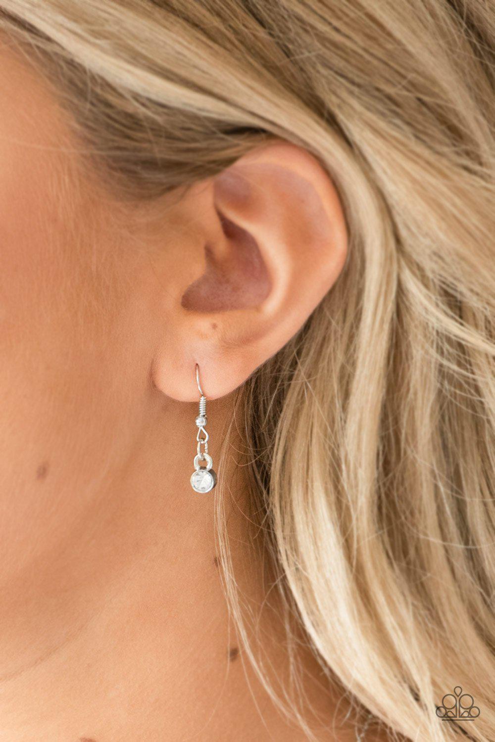 Diva Dazzle White Rhinestone Necklace - Paparazzi Accessories - free matching earrings -CarasShop.com - Paparazzi Jewelry by Cara Jewels