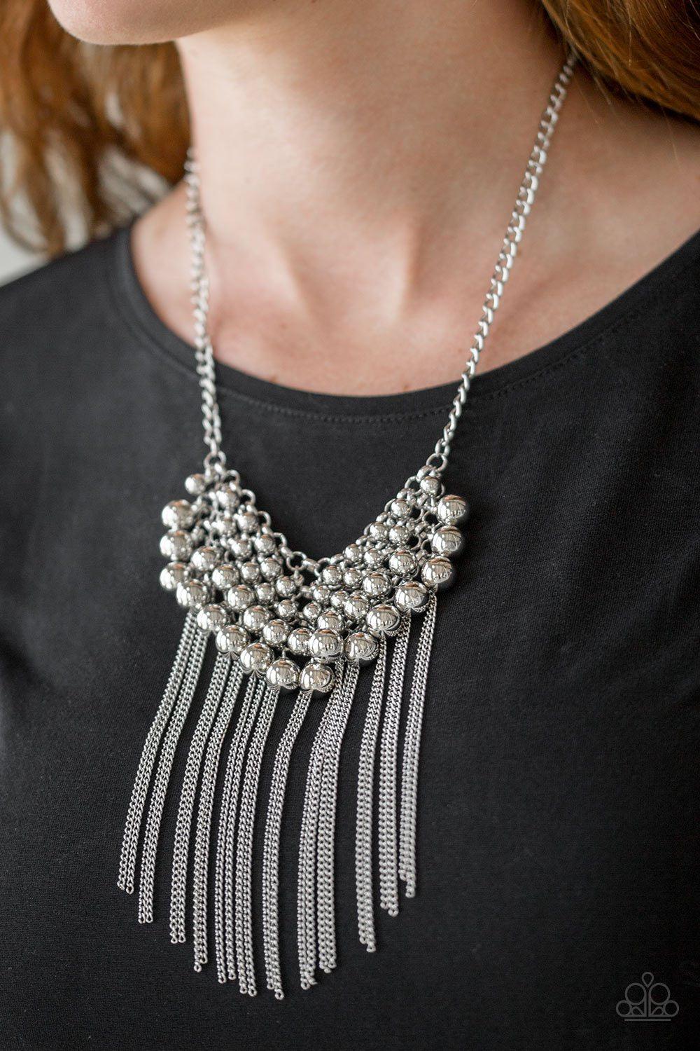 DIVA-de and Rule Silver Necklace - Paparazzi Accessories- lightbox - CarasShop.com - Paparazzi Jewelry by Cara Jewels