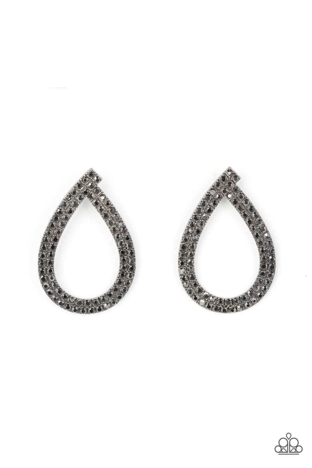 Diva Dust Black & Hematite Rhinestone Earrings - Paparazzi Accessories- lightbox - CarasShop.com - Paparazzi Jewelry by Cara Jewels