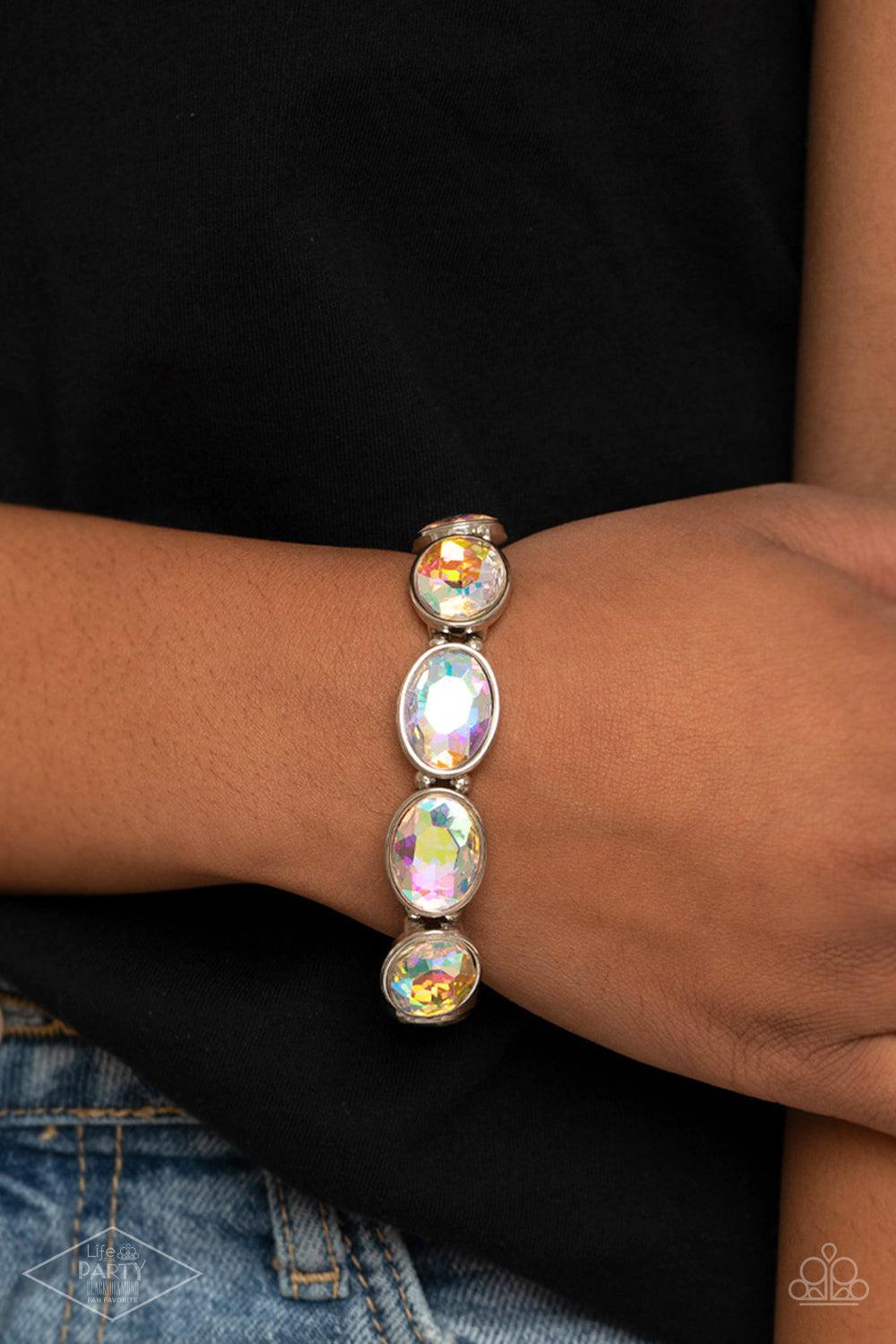 Diva In Disguise Multi Iridescent Rhinestone Bracelet - Paparazzi Accessories- lightbox - CarasShop.com - Paparazzi Jewelry by Cara Jewels