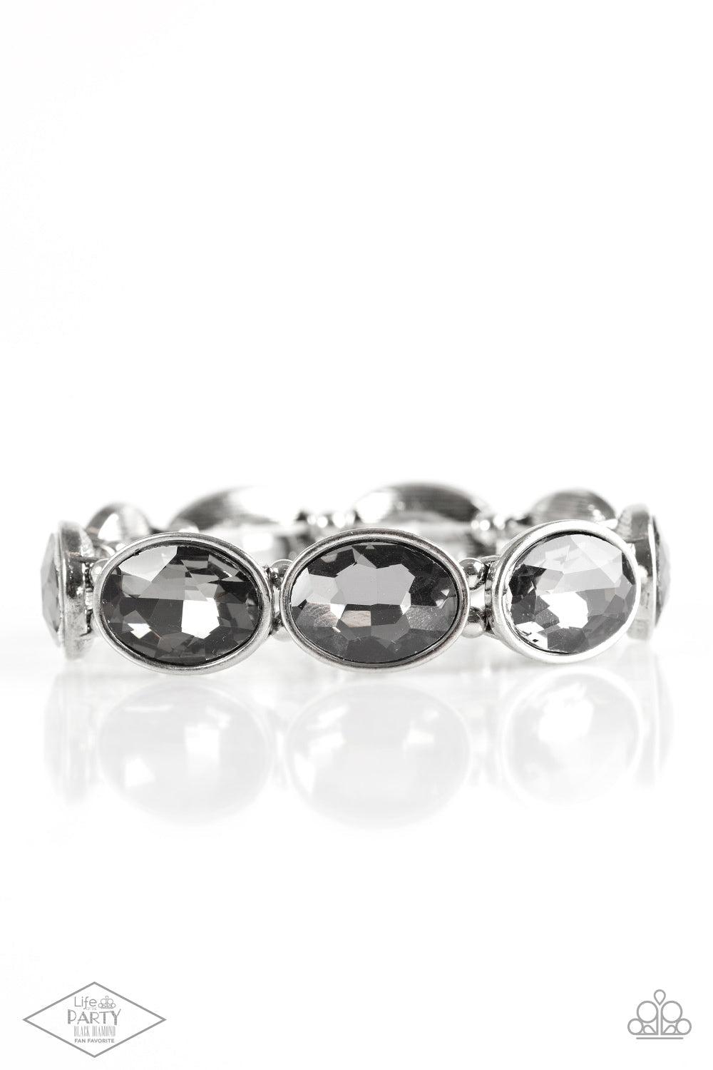 DIVA In Disguise Silver Rhinestone Bracelet - Paparazzi Accessories- lightbox - CarasShop.com - Paparazzi Jewelry by Cara Jewels