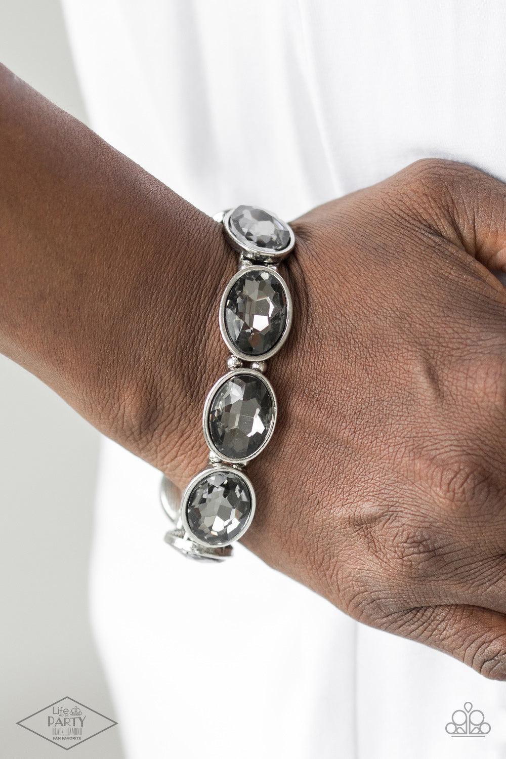 DIVA In Disguise Silver Rhinestone Bracelet - Paparazzi Accessories- lightbox - CarasShop.com - Paparazzi Jewelry by Cara Jewels