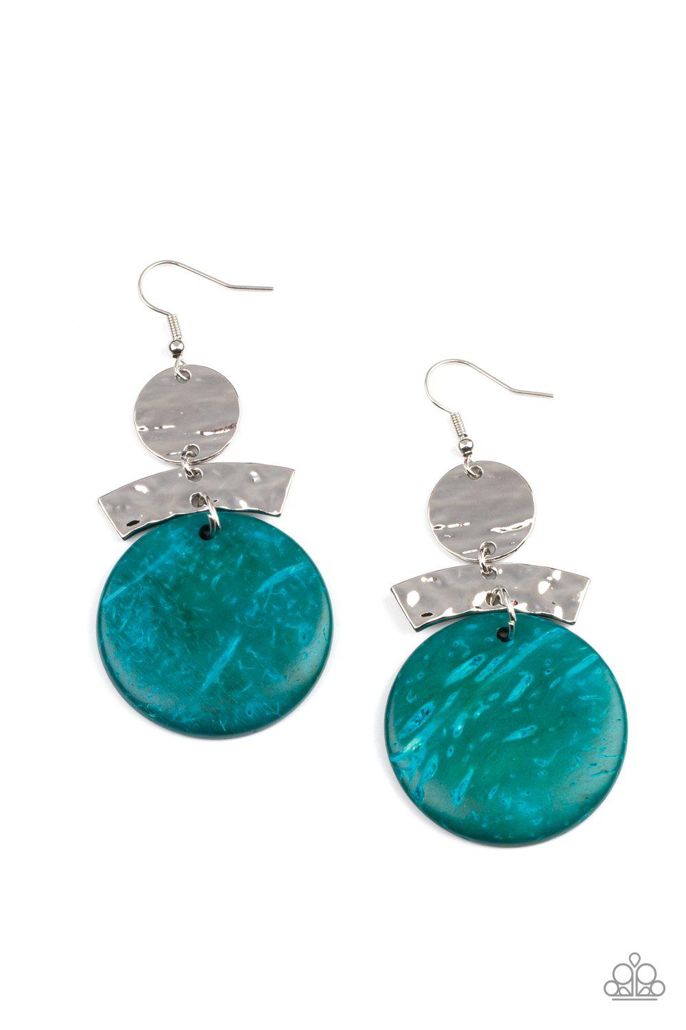Diva Of My Domain Blue Wood and Silver Earrings - Paparazzi Accessories- lightbox - CarasShop.com - Paparazzi Jewelry by Cara Jewels