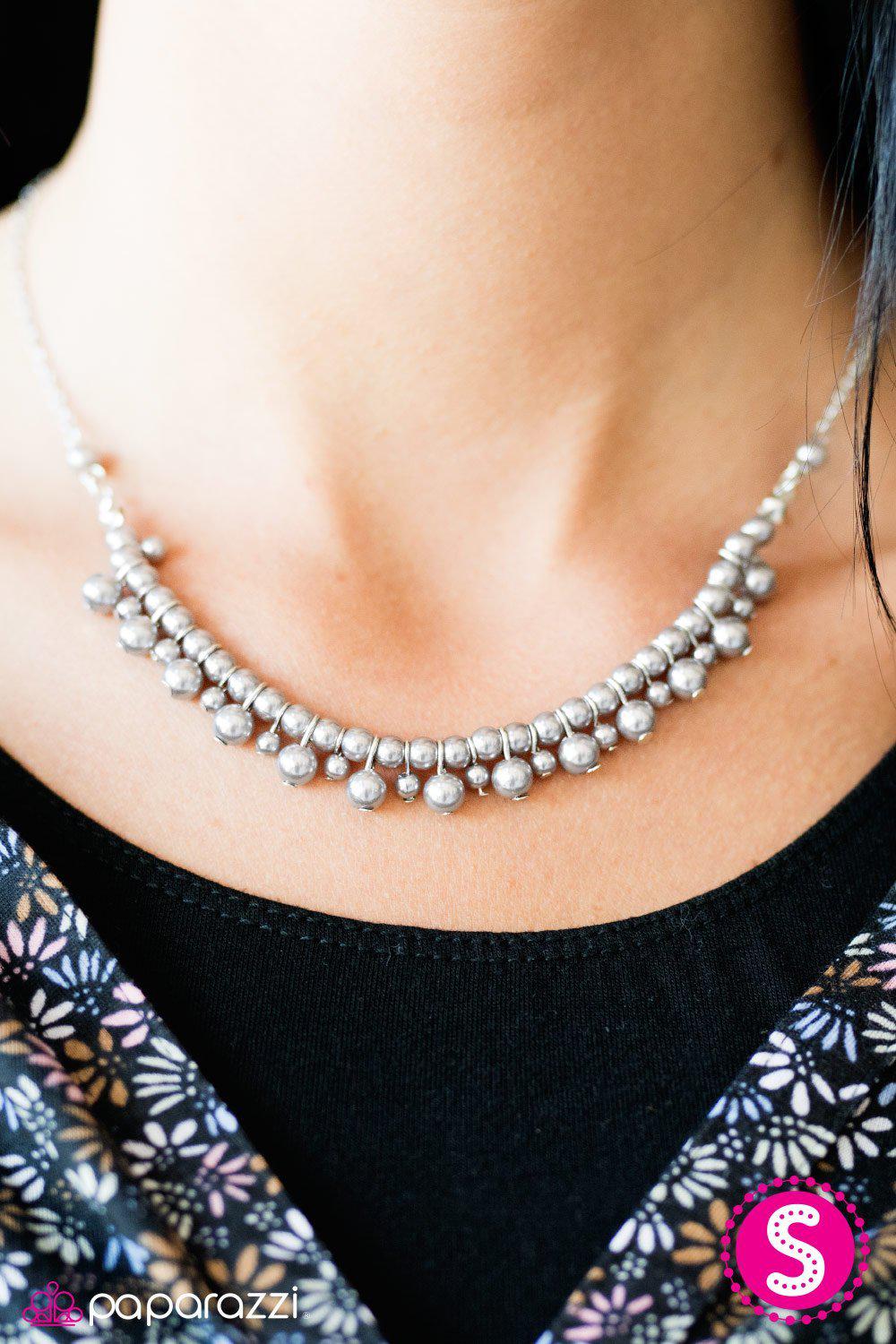 Divine Beauty Silver Pearl Necklace - Paparazzi Accessories- lightbox - CarasShop.com - Paparazzi Jewelry by Cara Jewels