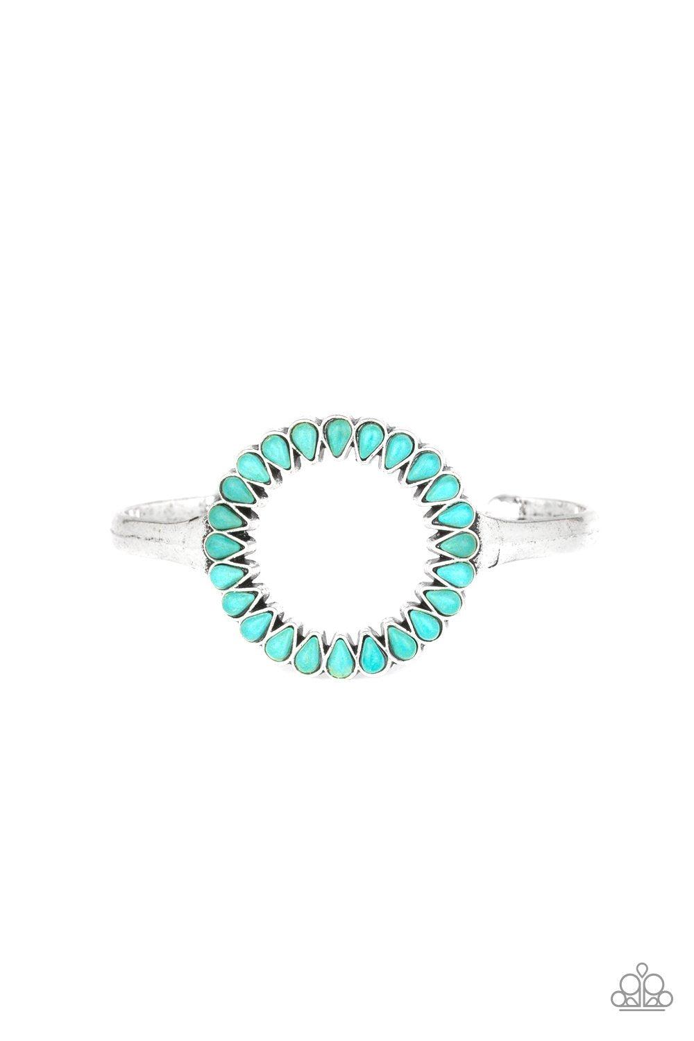Divinely Desert Blue Cuff Bracelet - Paparazzi Accessories- lightbox - CarasShop.com - Paparazzi Jewelry by Cara Jewels