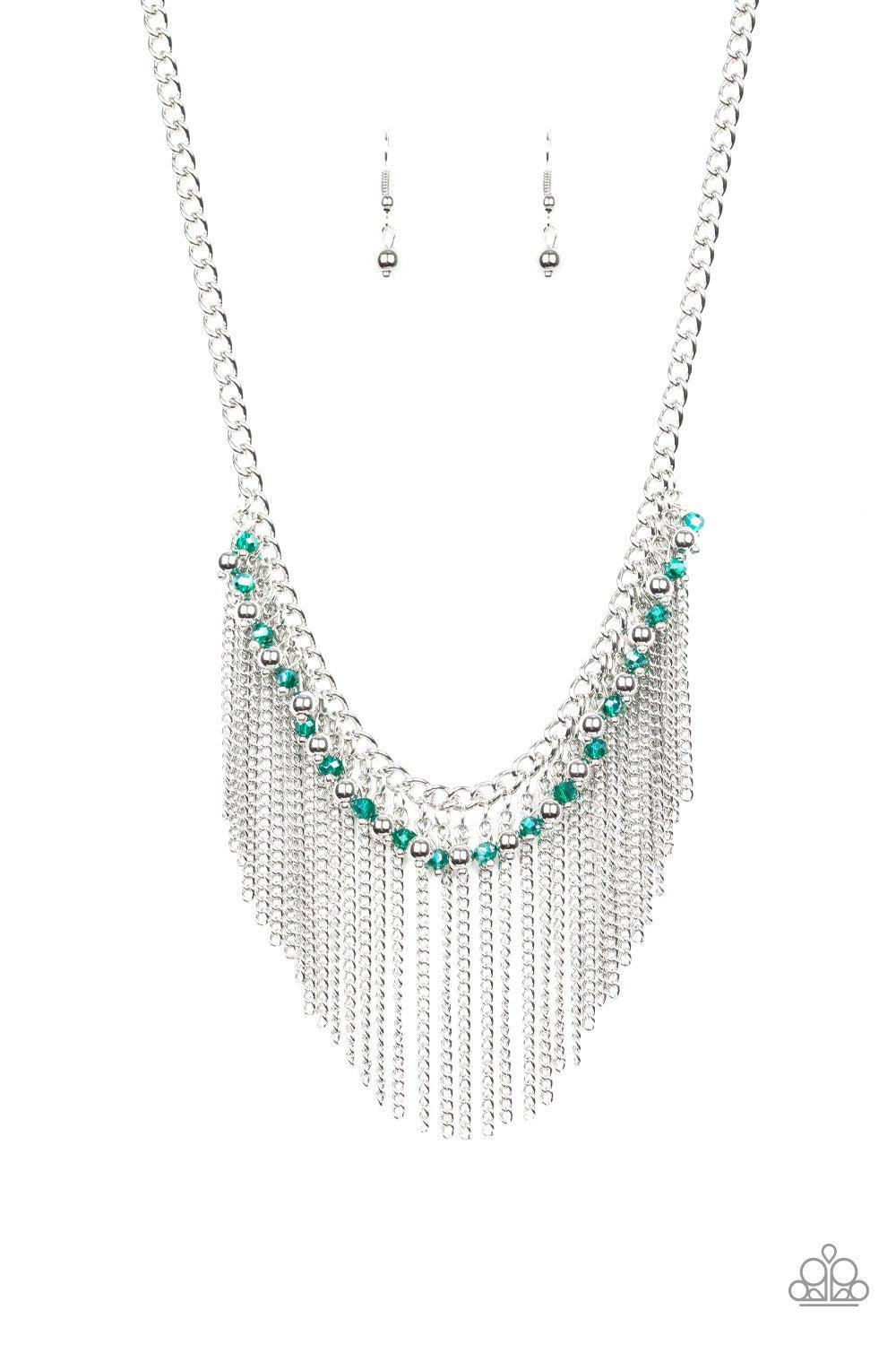 Divinely Diva Green and Silver Necklace - Paparazzi Accessories- lightbox - CarasShop.com - Paparazzi Jewelry by Cara Jewels
