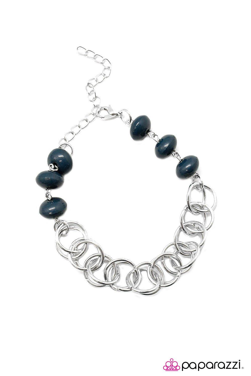 Divinely Divine Blue Chain Bracelet - Paparazzi Accessories- lightbox - CarasShop.com - Paparazzi Jewelry by Cara Jewels