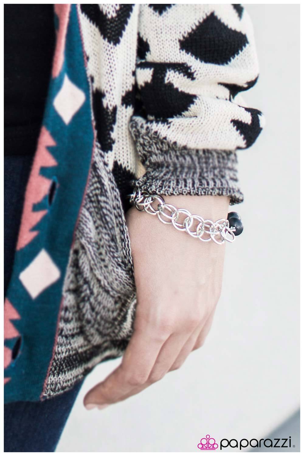 Divinely Divine Blue Chain Bracelet - Paparazzi Accessories- on model - CarasShop.com - Paparazzi Jewelry by Cara Jewels