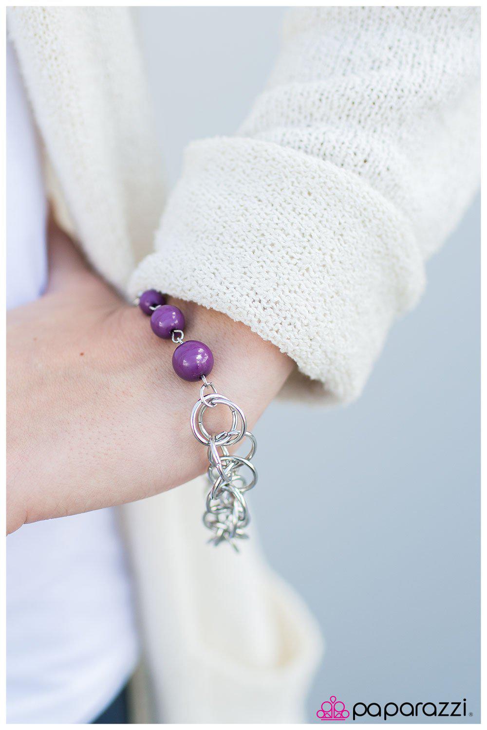 Divinely Divine Purple Bracelet - Paparazzi Accessories- on model - CarasShop.com - Paparazzi Jewelry by Cara Jewels