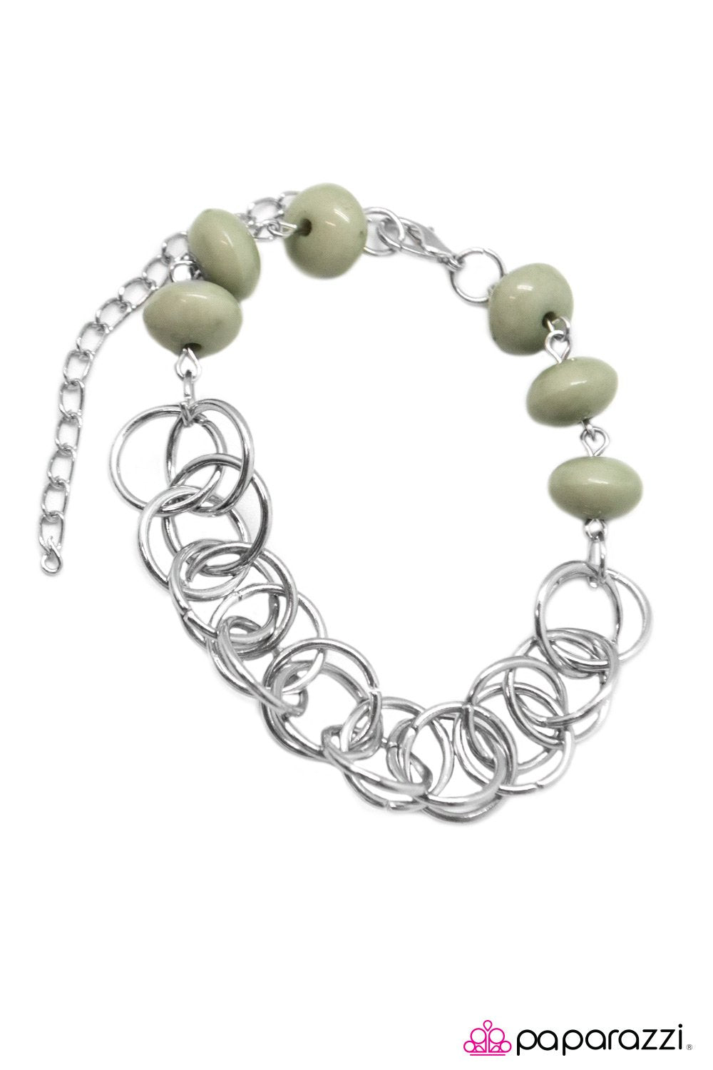Divinely Divine Sage Green Bracelet - Paparazzi Accessories- lightbox - CarasShop.com - Paparazzi Jewelry by Cara Jewels