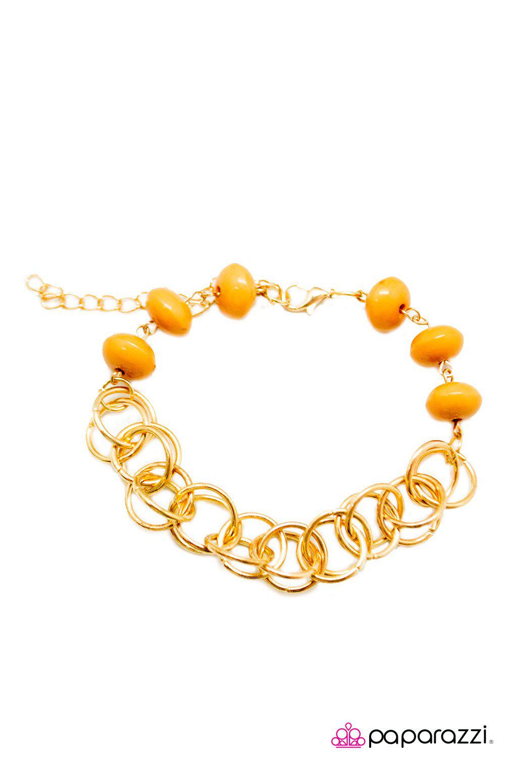 Divinely Divine Yellow and Gold Chain Bracelet - Paparazzi Accessories- lightbox - CarasShop.com - Paparazzi Jewelry by Cara Jewels