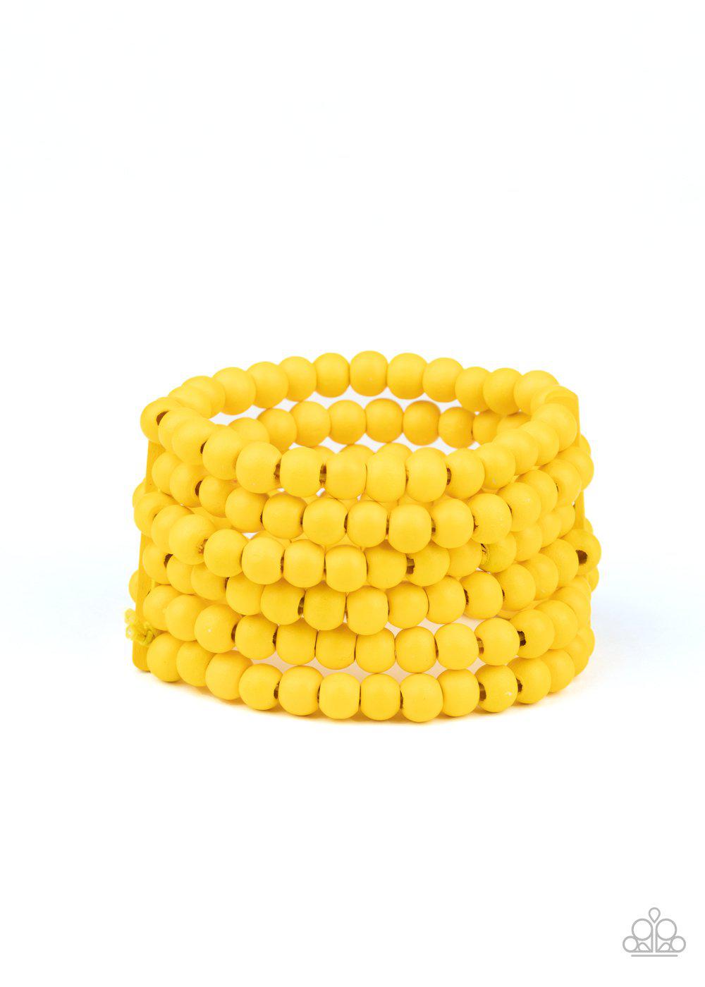 Diving in Maldives Yellow Wood Bracelet - Paparazzi Accessories- lightbox - CarasShop.com - Paparazzi Jewelry by Cara Jewels