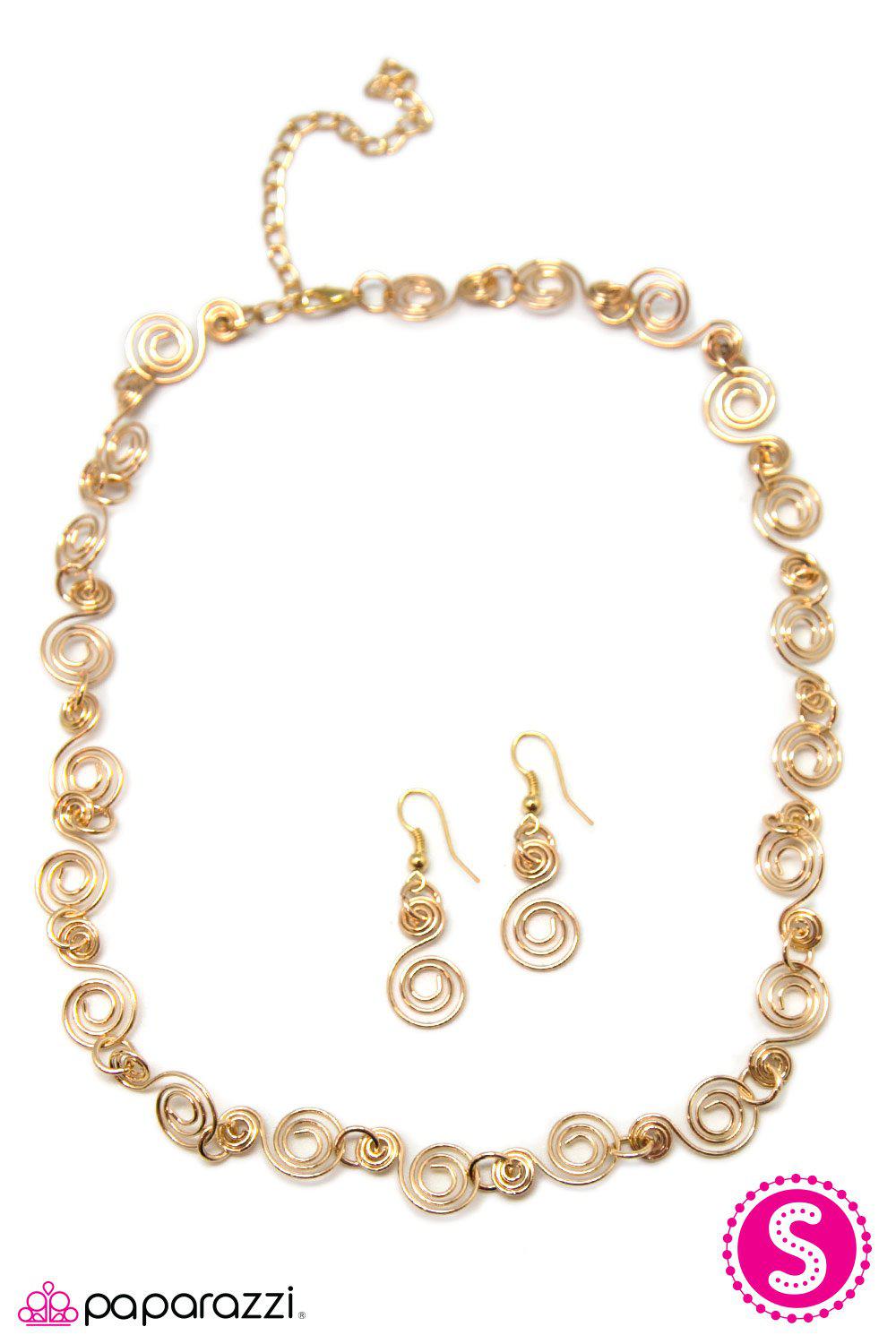Dizzy Dancing Gold Necklace - Paparazzi Accessories- lightbox - CarasShop.com - Paparazzi Jewelry by Cara Jewels