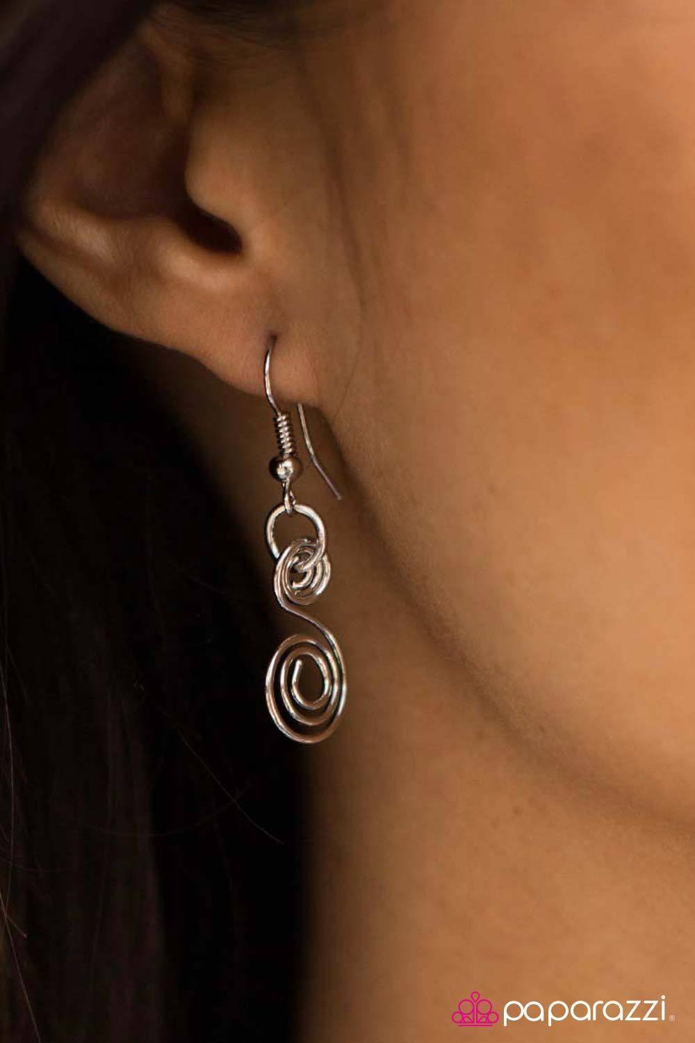 Dizzy Dancing Silver Necklace - Paparazzi Accessories - free matching earrings -CarasShop.com - Paparazzi Jewelry by Cara Jewels