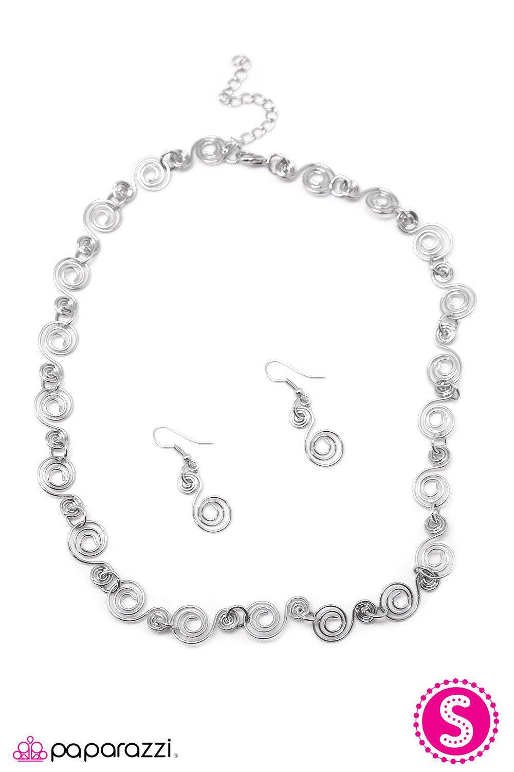 Dizzy Dancing Silver Necklace - Paparazzi Accessories- lightbox - CarasShop.com - Paparazzi Jewelry by Cara Jewels