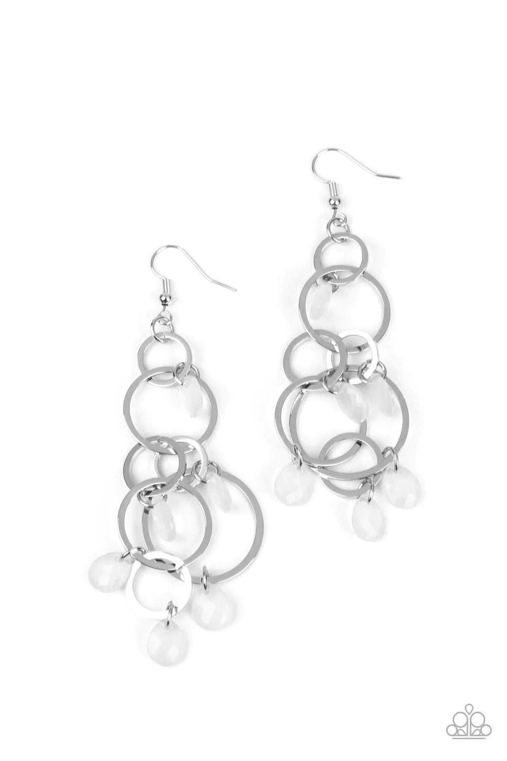 Dizzyingly Dreamy White Earrings - Paparazzi Accessories- lightbox - CarasShop.com - Paparazzi Jewelry by Cara Jewels