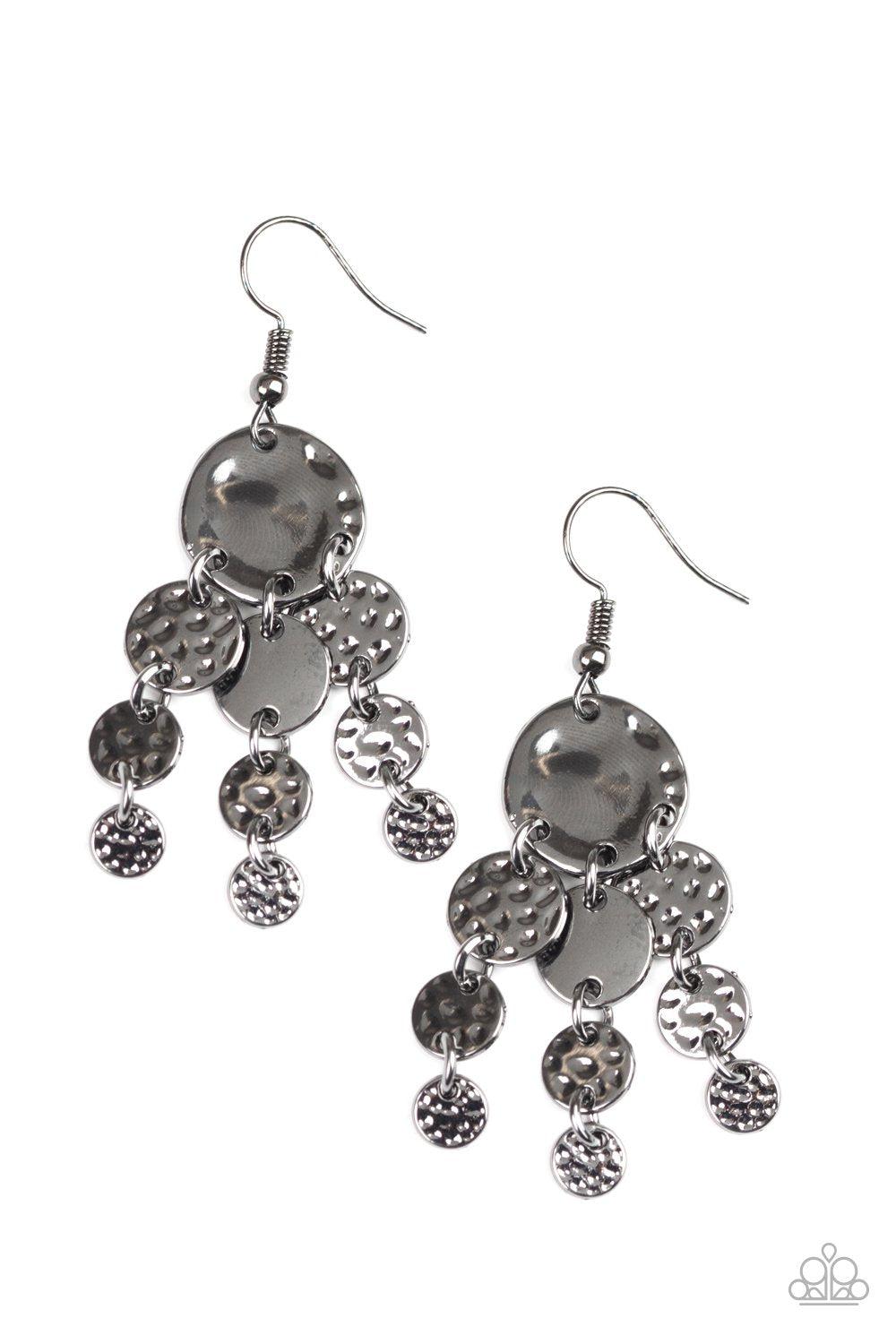 Do Chime In Gunmetal Black Earrings - Paparazzi Accessories- lightbox - CarasShop.com - Paparazzi Jewelry by Cara Jewels
