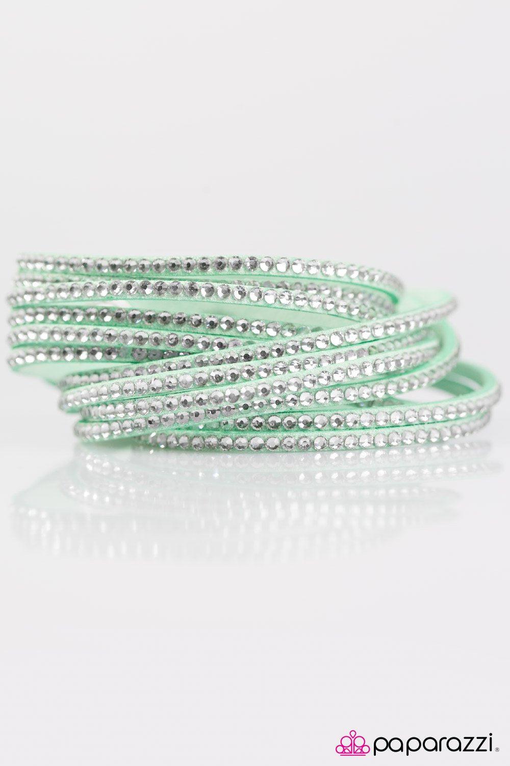 Do The Hustle Mint Green Double-wrap Snap Bracelet - Paparazzi Accessories- lightbox - CarasShop.com - Paparazzi Jewelry by Cara Jewels