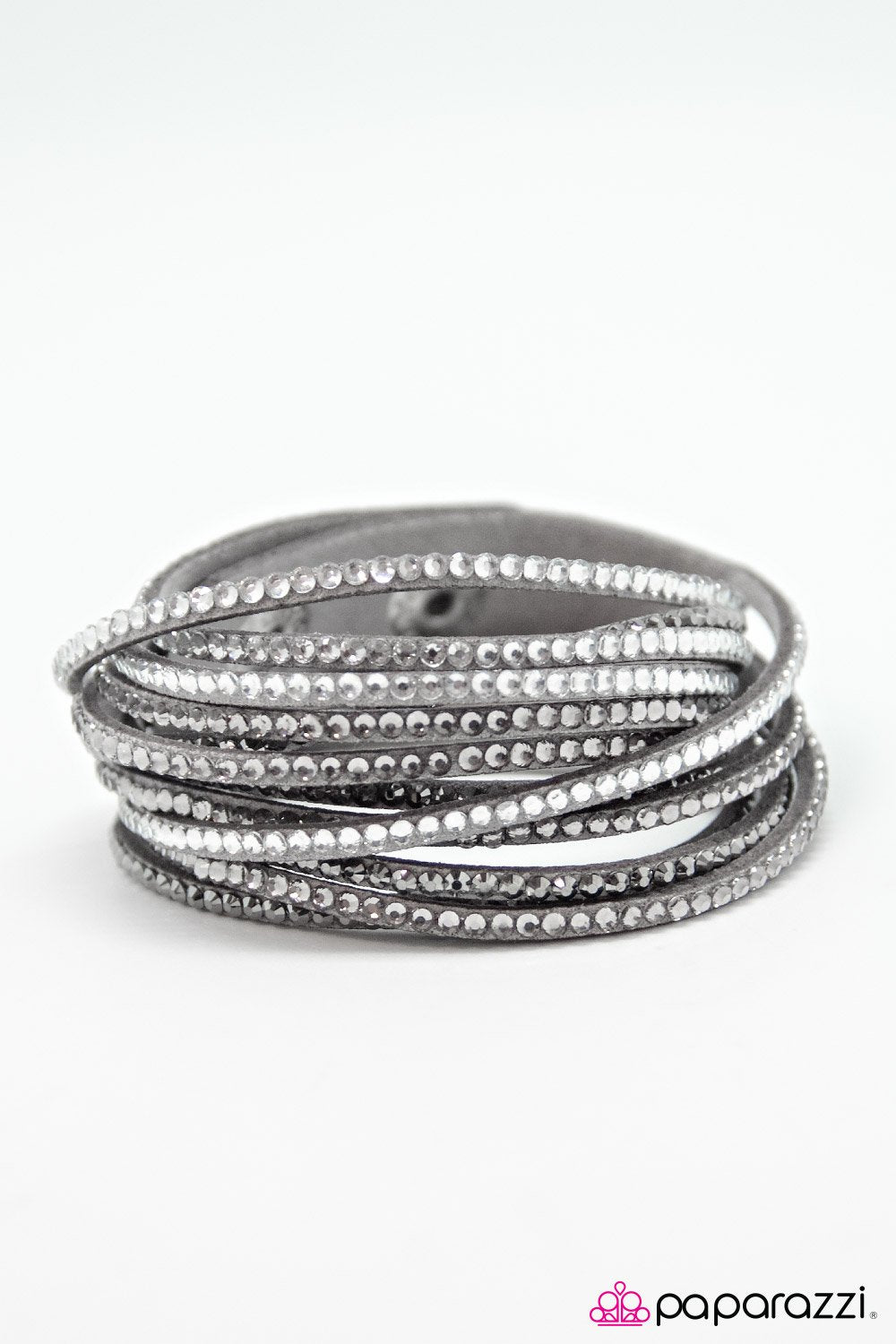 Do The Hustle Silver Double-wrap Snap Bracelet - Paparazzi Accessories- lightbox - CarasShop.com - Paparazzi Jewelry by Cara Jewels