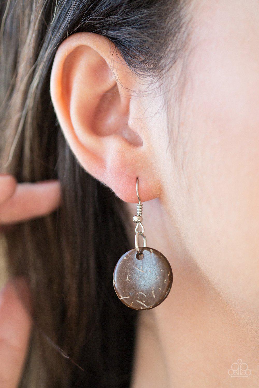 Dominican Disco Pink and Brown Wood Necklace - Paparazzi Accessories - free matching earrings -CarasShop.com - Paparazzi Jewelry by Cara Jewels