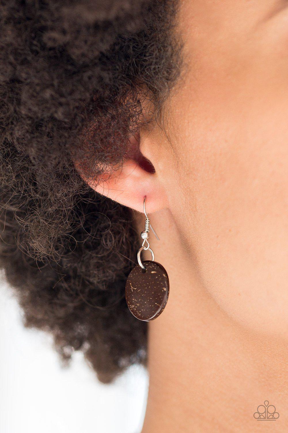 Dominican Disco Red and Brown Wood Necklace - Paparazzi Accessories - free matching earrings -CarasShop.com - Paparazzi Jewelry by Cara Jewels