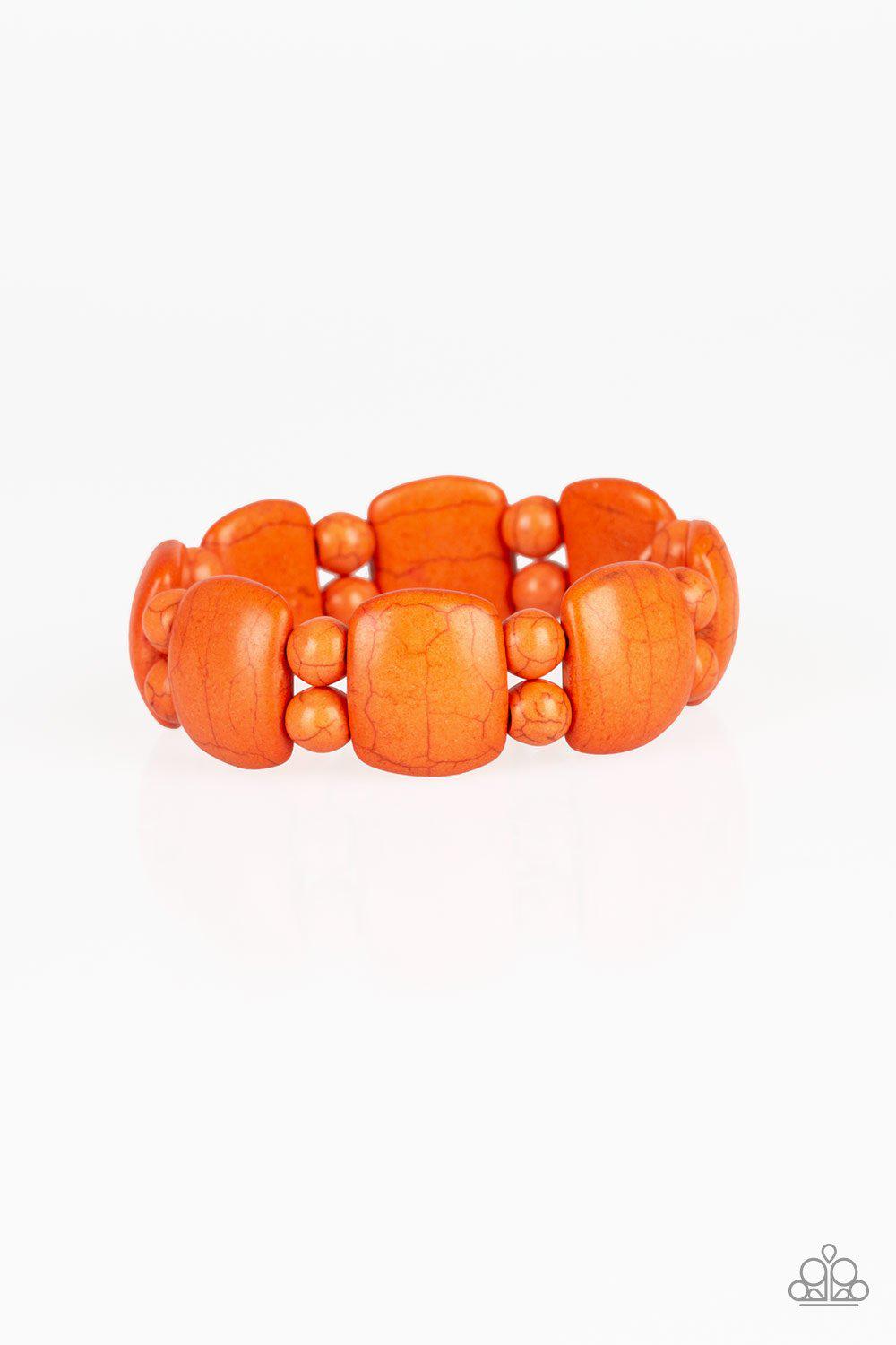 Don't Be So NOMADIC! Orange Stone Stretch Bracelet - Paparazzi Accessories- lightbox - CarasShop.com - Paparazzi Jewelry by Cara Jewels