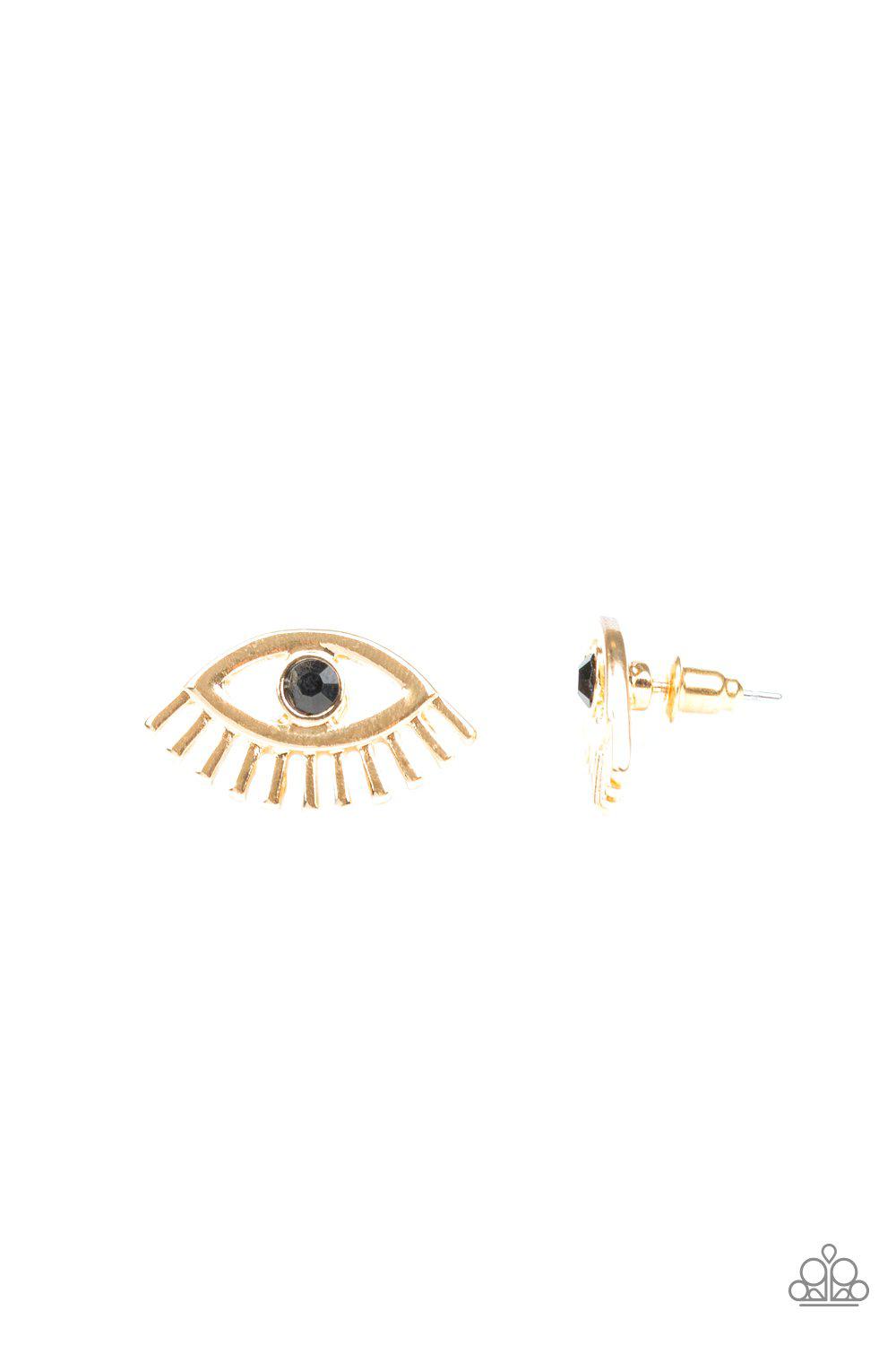 Don't Blink Gold Post Earrings - Paparazzi Accessories- lightbox - CarasShop.com - Paparazzi Jewelry by Cara Jewels