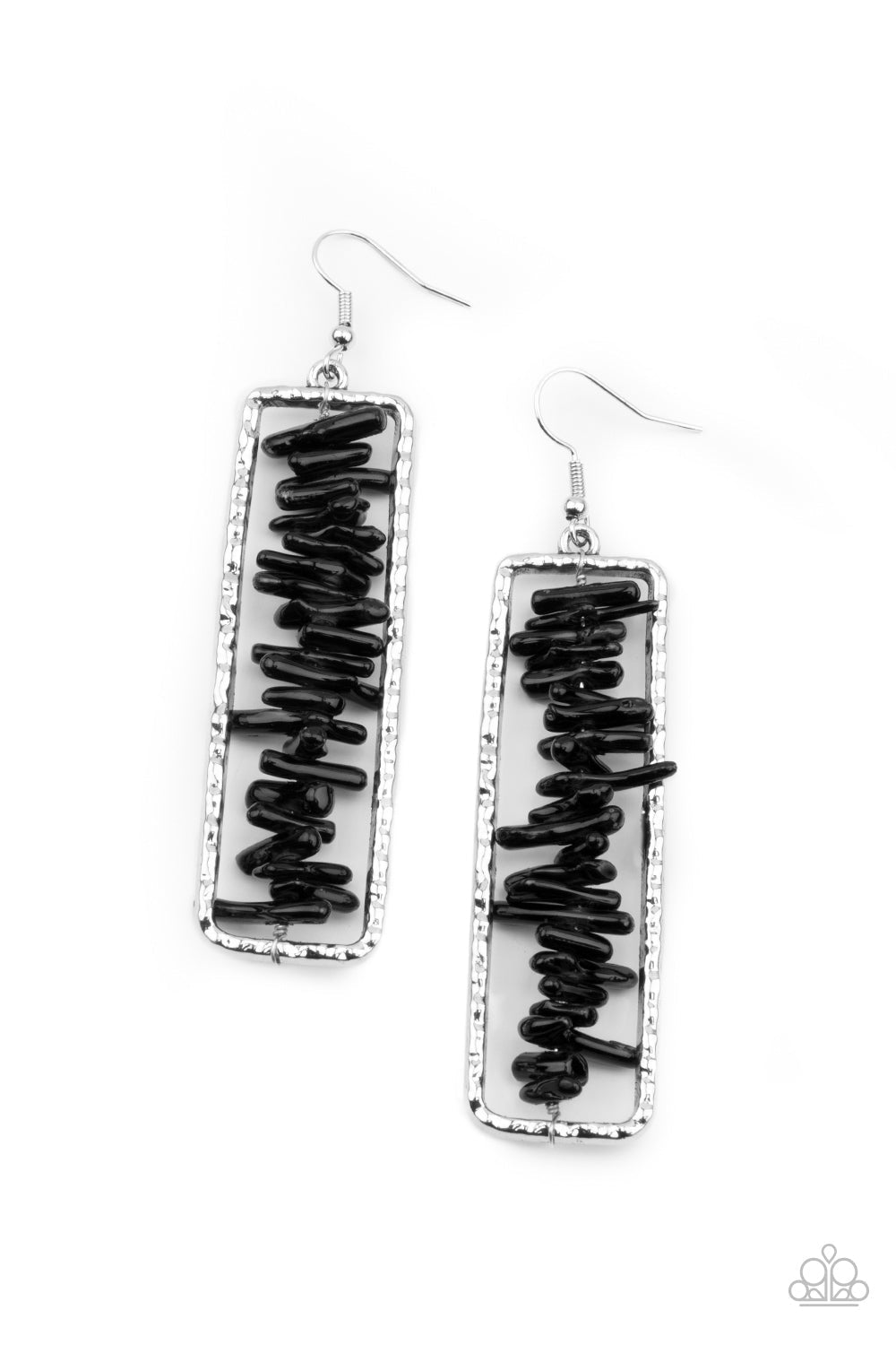Don't Quarry Be Happy Black Stone Earrings - Paparazzi Accessories- lightbox - CarasShop.com - Paparazzi Jewelry by Cara Jewels
