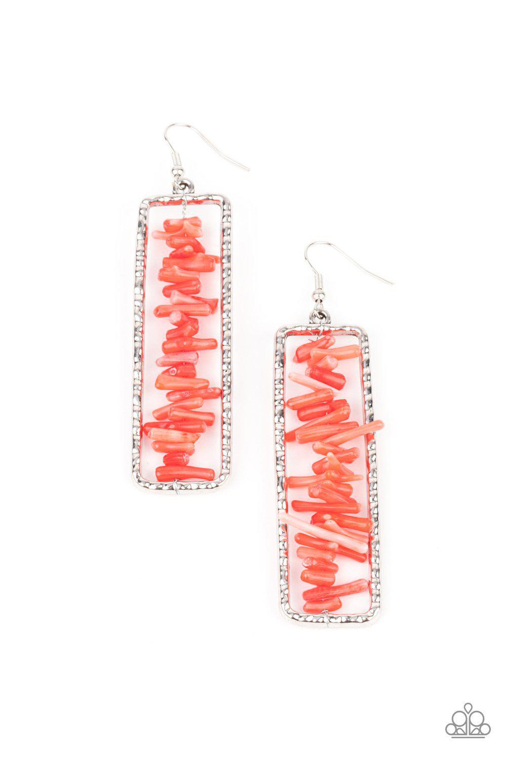Don't QUARRY, Be Happy Red Earrings - Paparazzi Accessories- lightbox - CarasShop.com - Paparazzi Jewelry by Cara Jewels