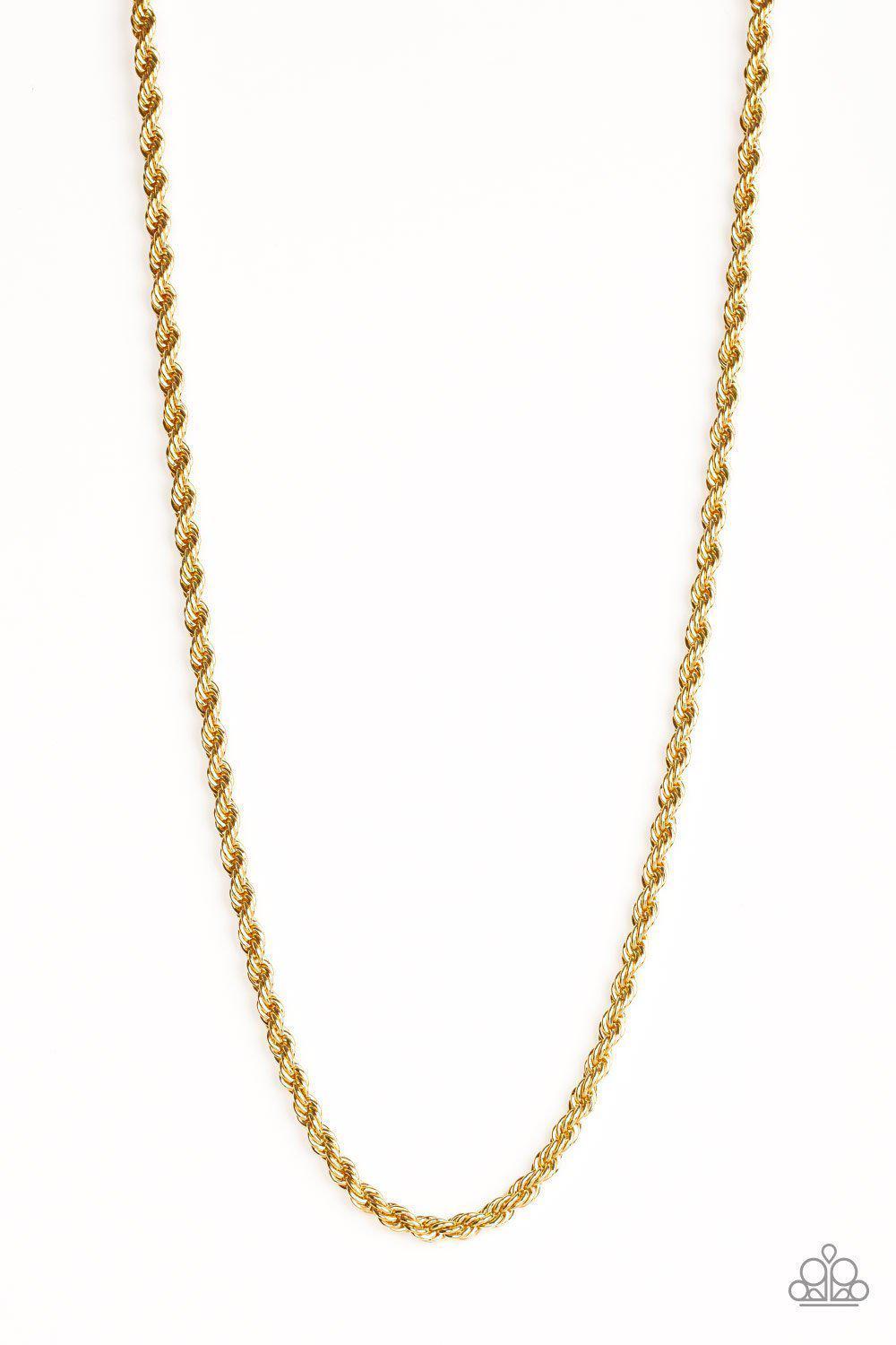 Double Dribble Men's Gold Chain Necklace - Paparazzi Accessories- lightbox - CarasShop.com - Paparazzi Jewelry by Cara Jewels