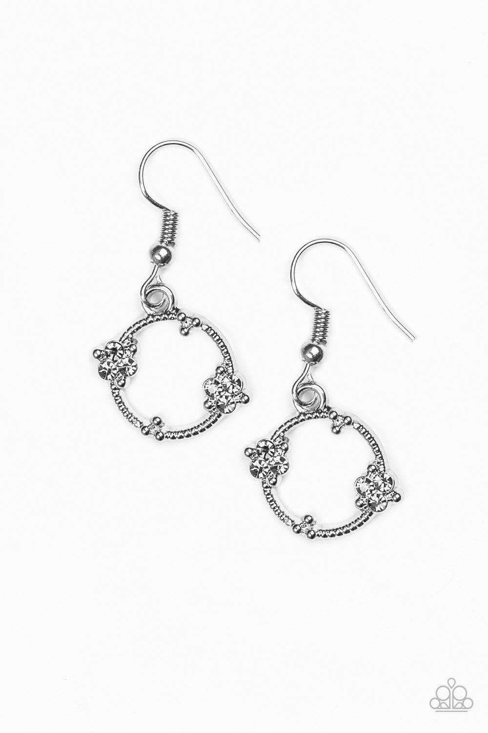 Double the Bubble Silver Earring - Paparazzi Accessories- lightbox - CarasShop.com - Paparazzi Jewelry by Cara Jewels