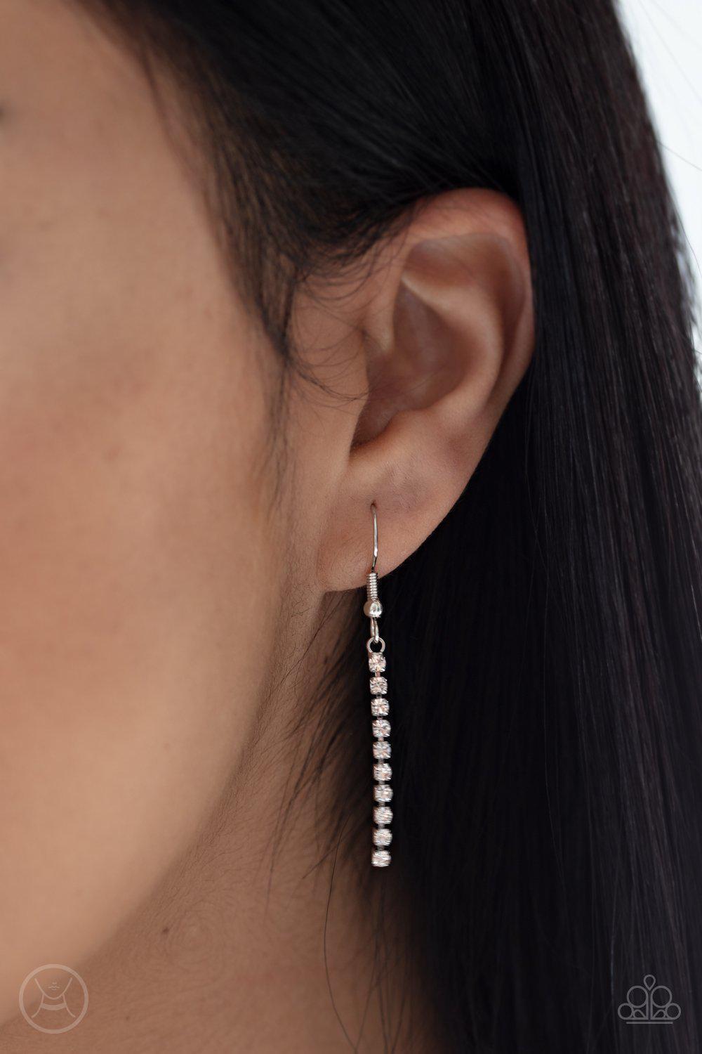 Double the Diva White Rhinestone Choker Necklace - Paparazzi Accessories - free matching earrings -CarasShop.com - Paparazzi Jewelry by Cara Jewels