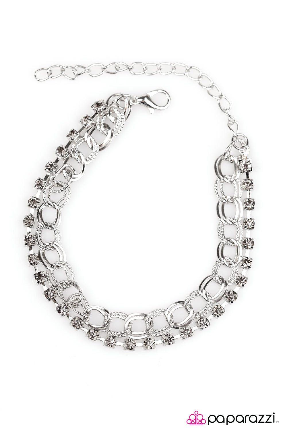Double Time Silver Bracelet - Paparazzi Accessories- lightbox - CarasShop.com - Paparazzi Jewelry by Cara Jewels