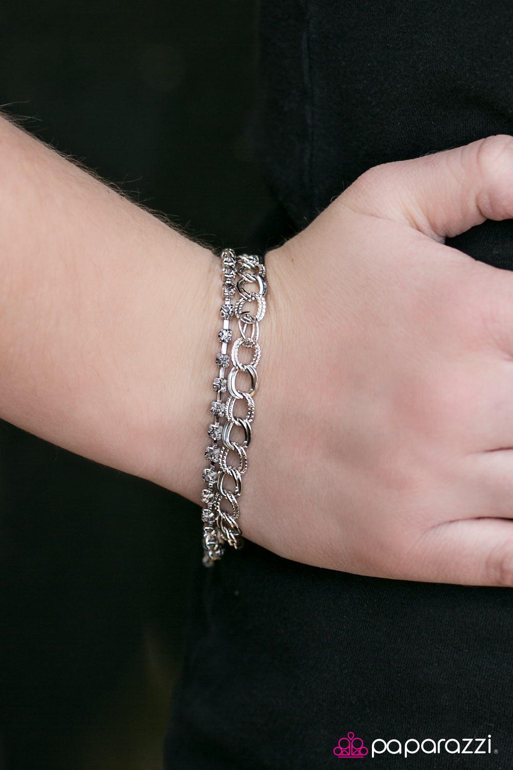 Double Time Silver Bracelet - Paparazzi Accessories- lightbox - CarasShop.com - Paparazzi Jewelry by Cara Jewels