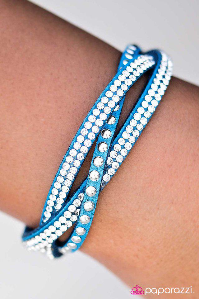 Down For The Count Blue Urban Wrap Bracelet - Paparazzi Accessories- on model - CarasShop.com - Paparazzi Jewelry by Cara Jewels