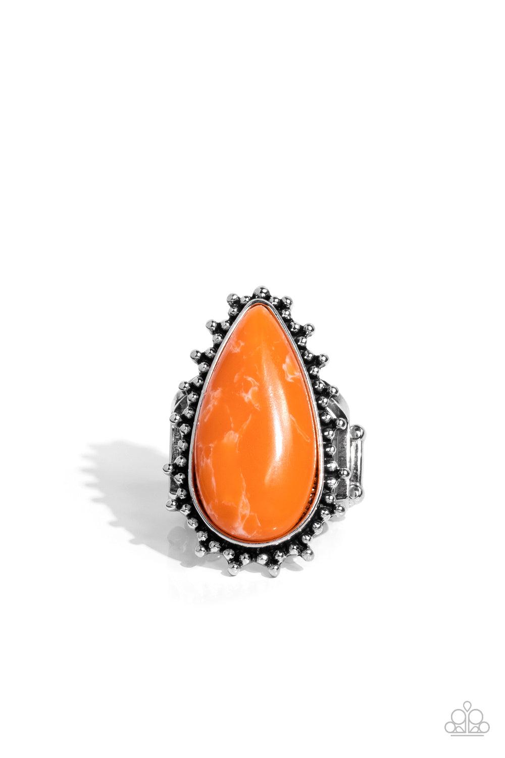 Down-to-Earth Essence Orange Stone Ring - Paparazzi Accessories- lightbox - CarasShop.com - Paparazzi Jewelry by Cara Jewels